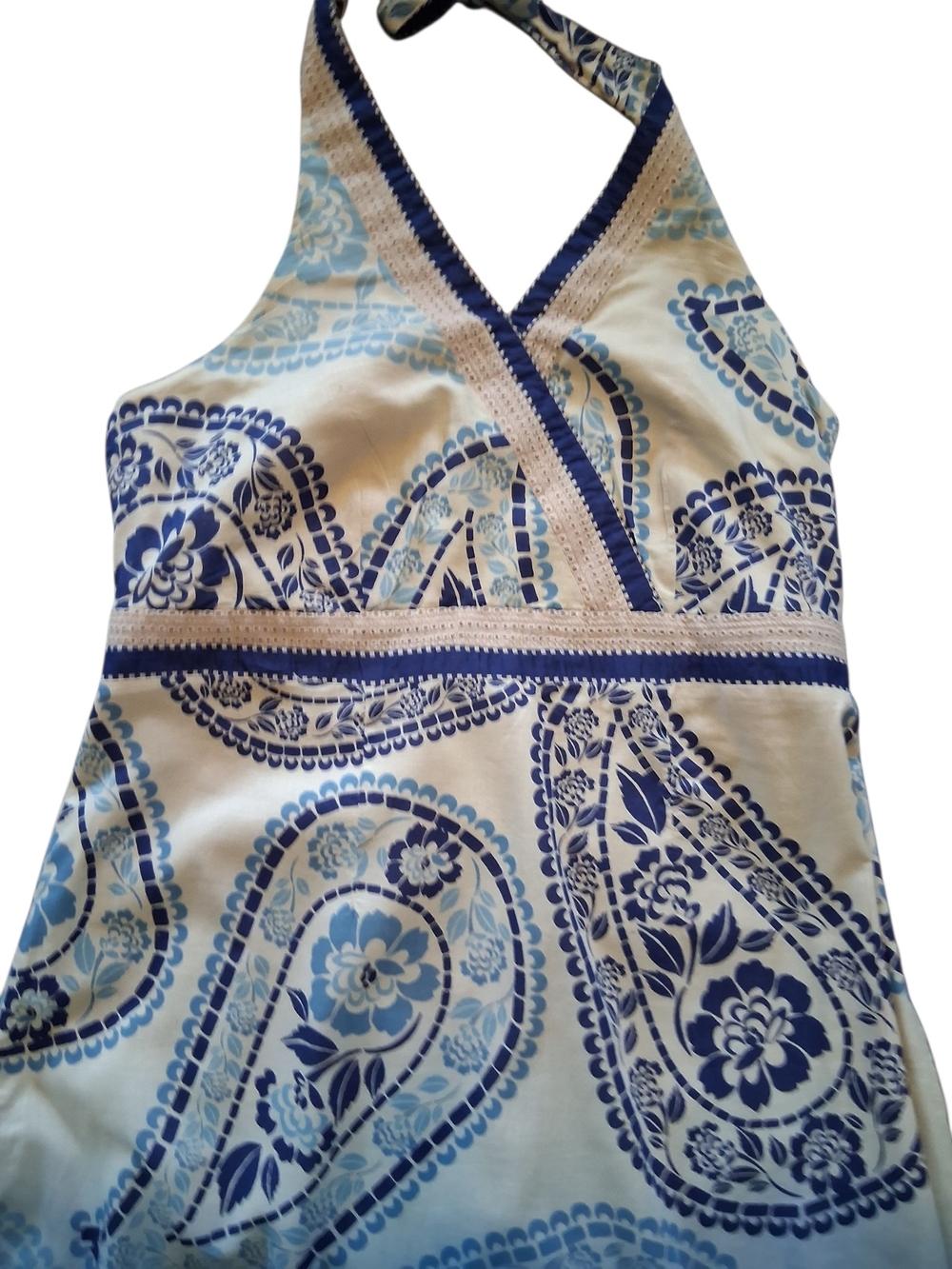 Style & Co. Blue and White Halter Midi Dress - Picture 6 of 9